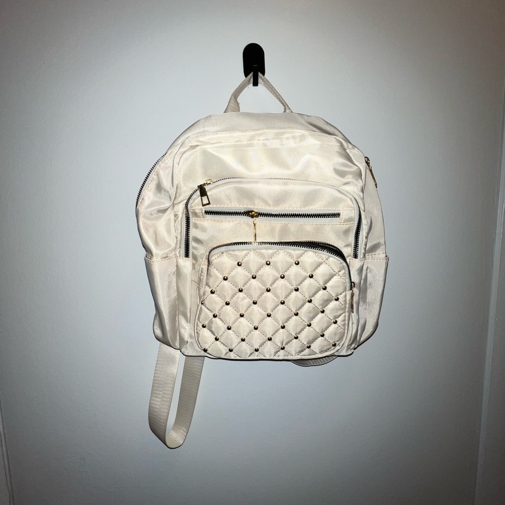 Ivory Quilted Mini Backpack